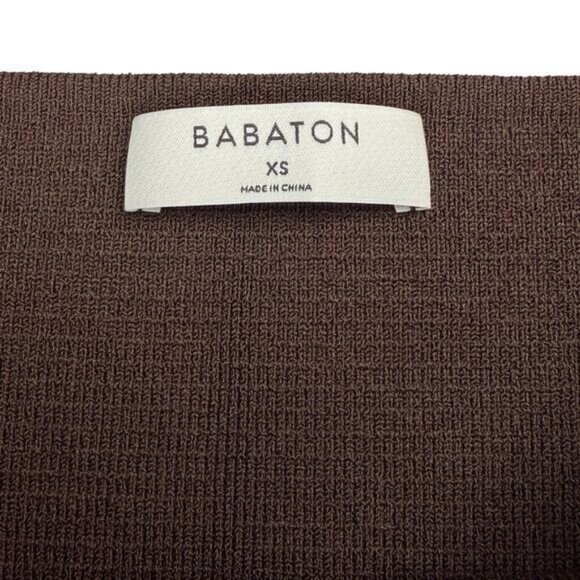 Aritzia Babaton Sculpt Knit Ribbed Mini Skirt In Brown XS - Picture 3 of 5